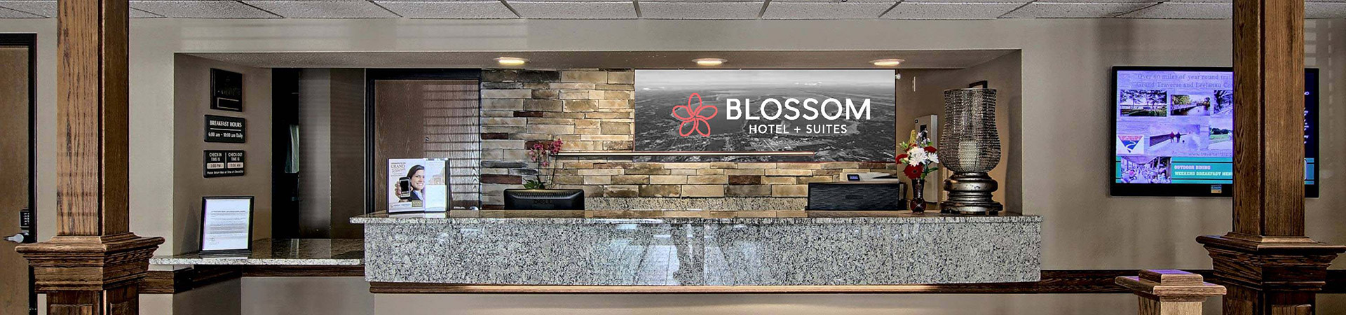 The welcome counter to contact Blossom Hotel & Suites